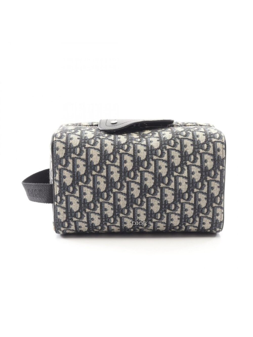 Dior Clutch Rango White Jacquard Navy Canvas Leather Blue Toiletries Case - Picture 1 of 9